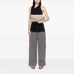 Pre Owned Saint Laurent Paris Brown Large Quilted Lambskin Sade Clutch