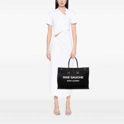 Pre Owned Saint Laurent Paris Black Canvas Rive Gauche Tote