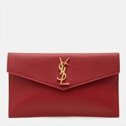 Pre Owned Saint Laurent Uptown Red Leather Pouch