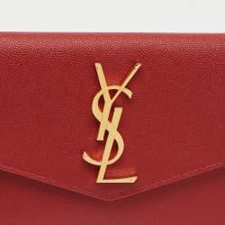 Pre Owned Saint Laurent Uptown Red Leather Pouch