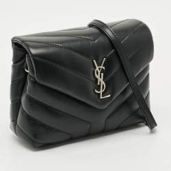 Pre Owned Saint Laurent Toy Loulou Black Matelassé Leather Crossbody Bag