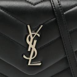 Pre Owned Saint Laurent Toy Loulou Black Matelassé Leather Crossbody Bag