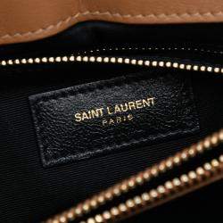 Pre Owned Saint Laurent Paris Brown Medium Matelasse Suede Monogram LouLou Chain Bag