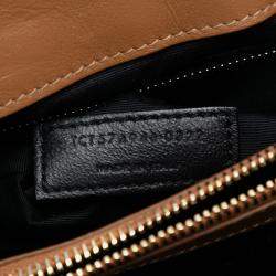 Pre Owned Saint Laurent Paris Brown Medium Matelasse Suede Monogram LouLou Chain Bag