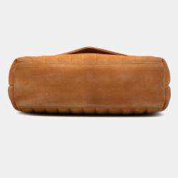 Pre Owned Saint Laurent Paris Brown Medium Matelasse Suede Monogram LouLou Chain Bag