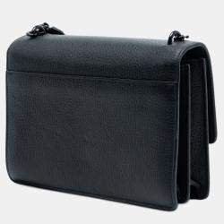 مملوكة مسبقًا Saint Laurent Paris Black Medium Grained Calfskin Guitar Strap Monogram Sunset Crossbody