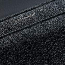 مملوكة مسبقًا Saint Laurent Paris Black Medium Grained Calfskin Guitar Strap Monogram Sunset Crossbody