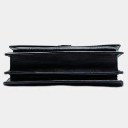 مملوكة مسبقًا Saint Laurent Paris Black Medium Grained Calfskin Guitar Strap Monogram Sunset Crossbody