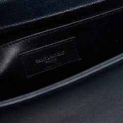 Pre Owned Saint Laurent Paris Blue Medium Grain De Poudre Monogram Kate Crossbody