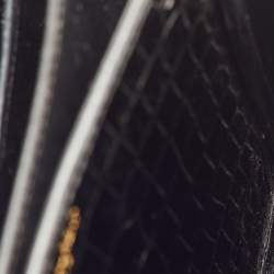 Pre Owned Saint Laurent Sunset Medium Black Croc Embossed Leather Flap Crossbody Bag