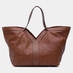 Pre Owned Saint Laurent Paris Brown Leather Y Tote