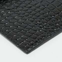 Pre Owned Saint Laurent Uptown Black Croc Embossed Leather Envelope Clutch