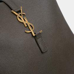 Pre Owned Saint Laurent Paris Brown Small Grained Calfskin Supple Le 5 a 7 Soft Hobo