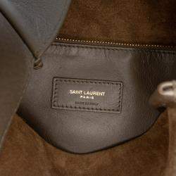 Pre Owned Saint Laurent Paris Brown Small Grained Calfskin Supple Le 5 a 7 Soft Hobo