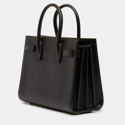 Pre Owned Saint Laurent Paris Black Baby Leather Patch Embellished Sac De Jour Satchel