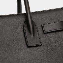 Pre Owned Saint Laurent Paris Black Baby Leather Patch Embellished Sac De Jour Satchel