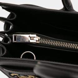 Pre Owned Saint Laurent Paris Black Baby Leather Patch Embellished Sac De Jour Satchel