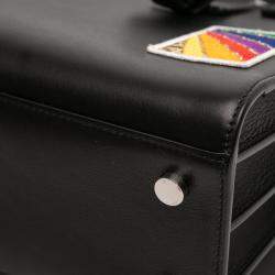 Pre Owned Saint Laurent Paris Black Baby Leather Patch Embellished Sac De Jour Satchel