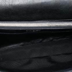 Pre Owned Saint Laurent Paris Black Large Chevron Sheepskin Monogram College Satchel