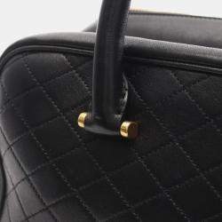 Pre Owned Yves Saint Laurent Saint Laurent Paris Rear Duffle Handbag Leather Black