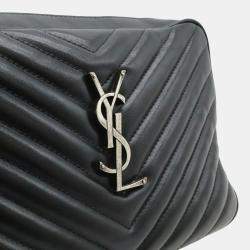 Pre Owned Yves Saint Laurent Saint Laurent Paris Ysl V-Stitched Quilted Leather Shoulder Bag In Black