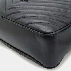 Pre Owned Yves Saint Laurent Saint Laurent Paris Ysl V-Stitched Quilted Leather Shoulder Bag In Black