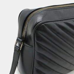 Pre Owned Yves Saint Laurent Saint Laurent Paris Ysl V-Stitched Quilted Leather Shoulder Bag In Black