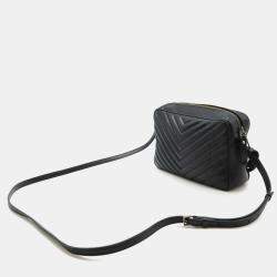 Pre Owned Yves Saint Laurent Saint Laurent Paris Ysl V-Stitched Quilted Leather Shoulder Bag In Black
