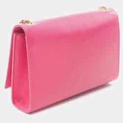 Pre Owned Saint Laurent Kate Monogram Shoulder Bag Leather Pink