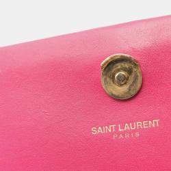 Pre Owned Saint Laurent Kate Monogram Shoulder Bag Leather Pink