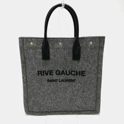 Pre Owned Yves Saint Laurent Saint Laurent Paris Rive Gauche Felt/Leather Tote Bag Gray