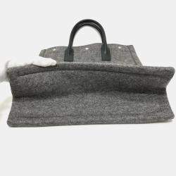 Pre Owned Yves Saint Laurent Saint Laurent Paris Rive Gauche Felt/Leather Tote Bag Gray