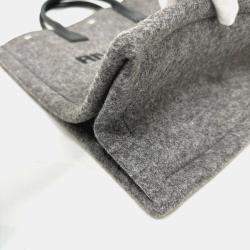 Pre Owned Yves Saint Laurent Saint Laurent Paris Rive Gauche Felt/Leather Tote Bag Gray
