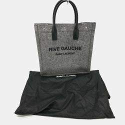 Pre Owned Yves Saint Laurent Saint Laurent Paris Rive Gauche Felt/Leather Tote Bag Gray