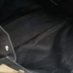 مملوكة مسبقًا Saint Laurent Rive Gauche Large Black/Natural Woven Straw Tote