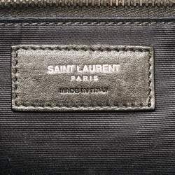 مملوكة مسبقًا Saint Laurent Rive Gauche Large Black/Natural Woven Straw Tote
