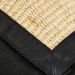 مملوكة مسبقًا Saint Laurent Rive Gauche Large Black/Natural Woven Straw Tote