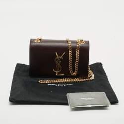 Pre Owned Saint Laurent Kate Small Burgundy Leather Shoulder Bag