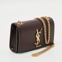 Pre Owned Saint Laurent Kate Small Burgundy Leather Shoulder Bag