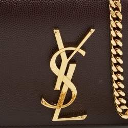 Pre Owned Saint Laurent Kate Small Burgundy Leather Shoulder Bag