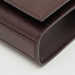 Pre Owned Saint Laurent Kate Small Burgundy Leather Shoulder Bag