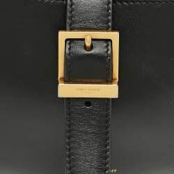 Pre Owned Saint Laurent Le Fermoir Black Leather Hobo