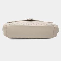 Pre Owned Saint Laurent Paris Grey Large Chevron Sheepskin Monogram College Satchel