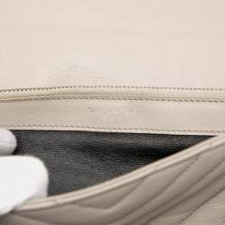Pre Owned Saint Laurent Paris Grey Large Chevron Sheepskin Monogram College Satchel