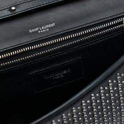 Pre Owned Saint Laurent Paris Black Studded Leather Monogram Le Sept Chain Bag