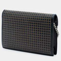 Pre Owned Saint Laurent Paris Black Studded Leather Monogram Le Sept Chain Bag