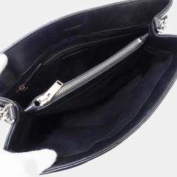 Pre Owned حقيبة كتف سان لوران لولو كبيرة سلسلة مبطنة أسود جلد خروف