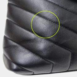 Pre Owned حقيبة كتف سان لوران لولو كبيرة سلسلة مبطنة أسود جلد خروف