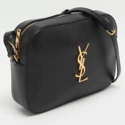 Pre Owned حقيبة كاميرا سان لوران مونوغرام جل د حبيبي سوداء كروس بودي