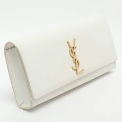 Pre Owned Saint Laurent Cassandre White Leather Clutch